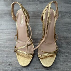 Kurt Geiger Gold Snakeskin Strappy Heels